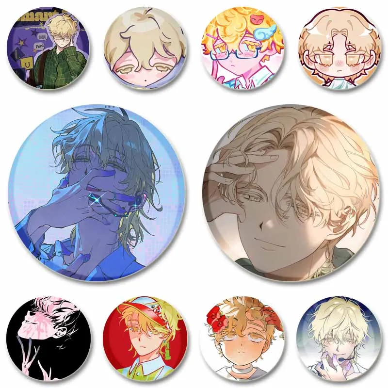 Anime Alien Stage Luka Brooch Cartoon Cosplay Badge Costume Round Snap-in Lapel Pins Backpack Jewelry Accessories Friend Gifts