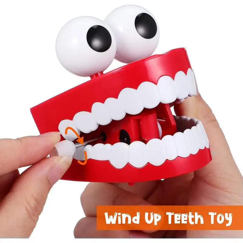 Wind‑up Chattering Teeth Toy, Funny Clockwork Moving Big Teeth Novelty Desktop Ornament, Prank Joke Trick Toy Cute Gift for Part