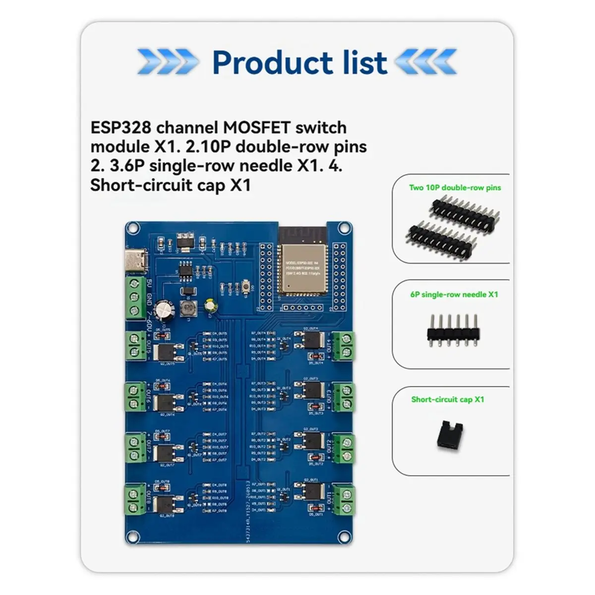 Module de commutation MOS 8 canaux DTC5, carte de développement WiFi Bluetooth DC5-60V, contrôleur MOSFET 8 voies pour