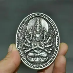 Tibet Tibetan Silver 1000 Arms Avalokitesvara Kwan-Yin Guanyin Buddha Thangka