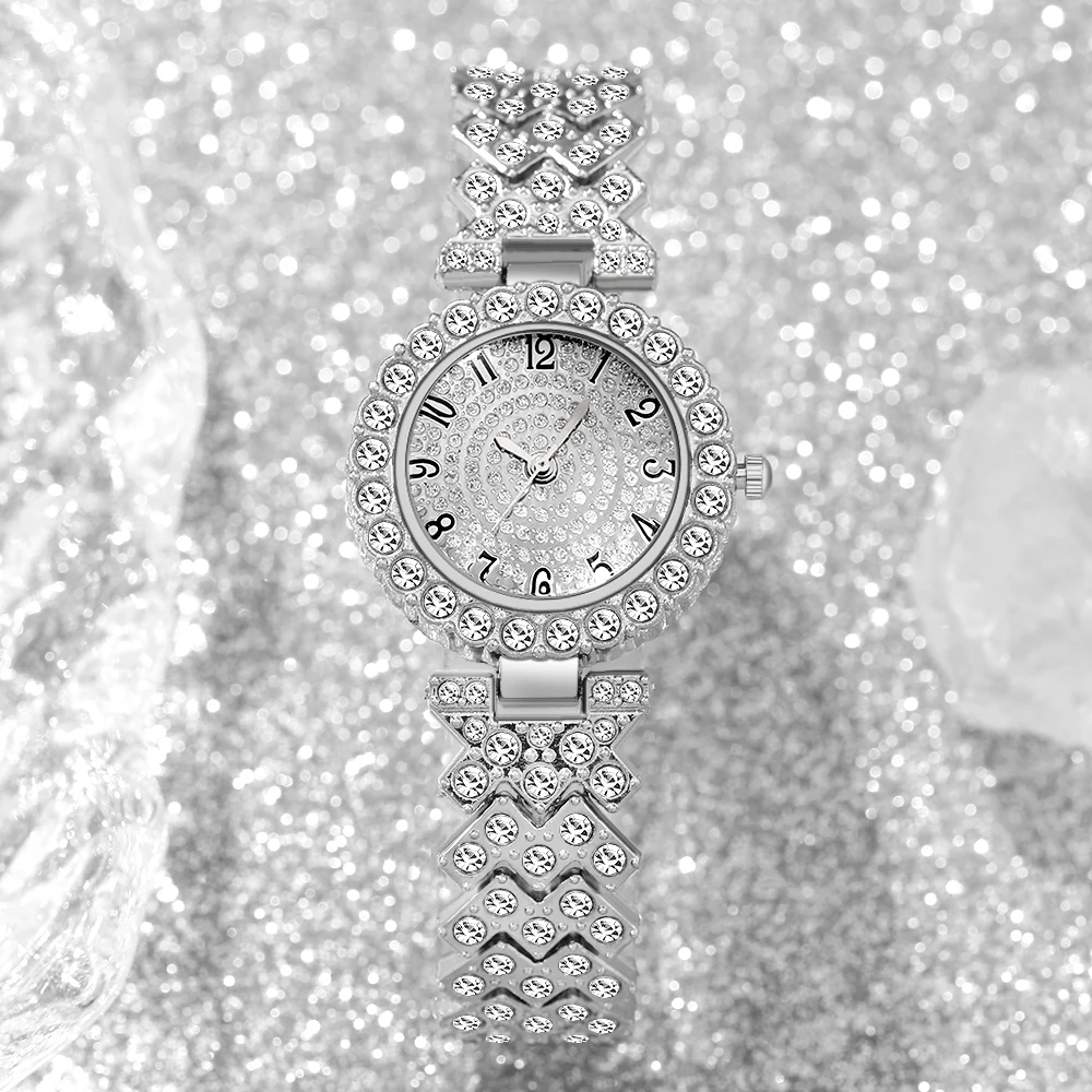 6PCS elegant ladies' round dial quartz watch with necklace and bracelet accessories set, suitable for daily wear - view 4