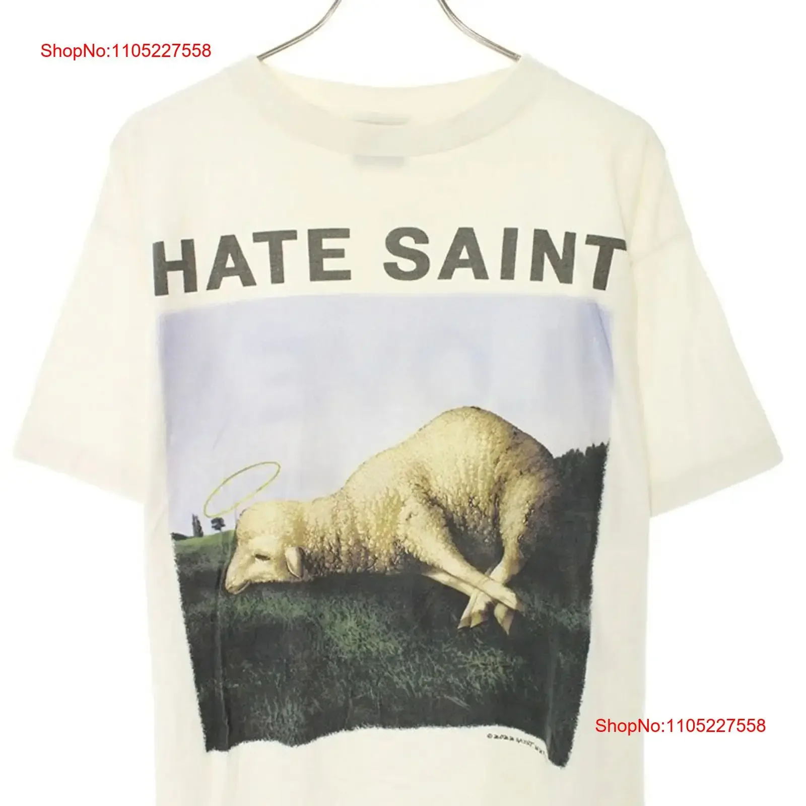 St Michael T shirt Size L 22SS SM S22 0000 008 HATE Sheep Print Vintage Proces vintage Washed Stretched homme Versatile