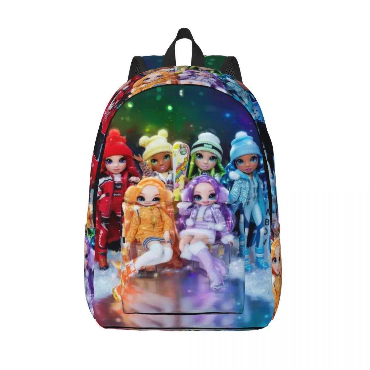 Mochila de lona con estampado de arcoíris para niño y niña, morral de invierno para preescolar, guardería, escuela, estudiante, senderismo