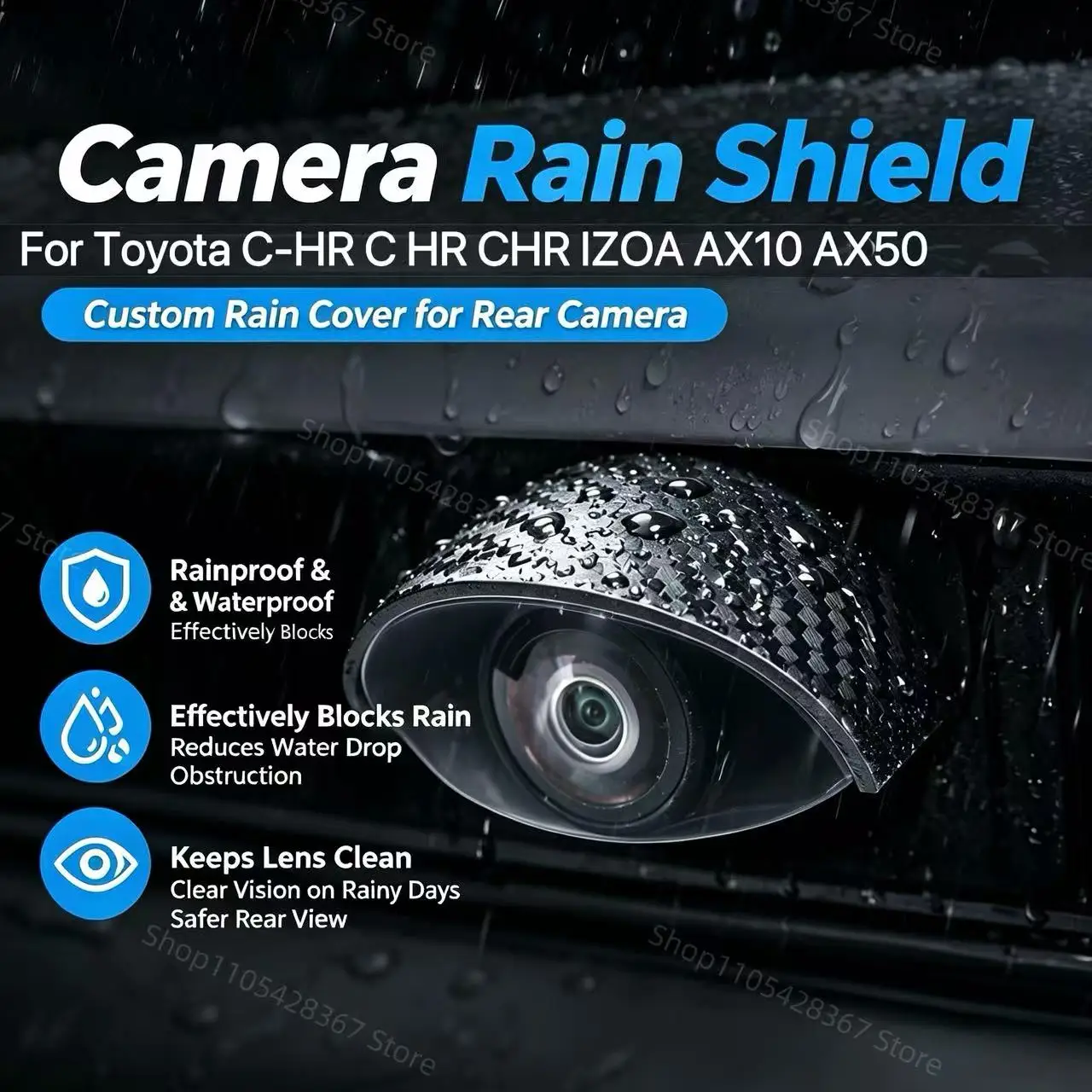 For Toyota CHR CHR CHR IZOA AX10 AX50 New Carbon Fiber Car Camera Rain Cover Waterproof Anti-Glare Reversing Camera Visor Shield