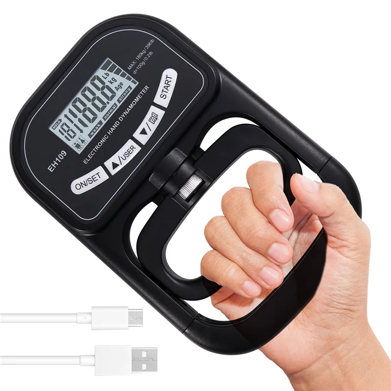 ABJI-5X 265 Lbs / 120Kgs dinamómetro de mano entrenador de fuerza de agarre-probador electrónico de fuerza de agarre de mano fortalecedor de agarre