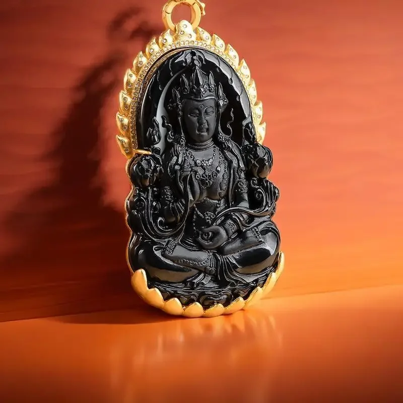 Imagem -03 - Jade Birmanês Guanyin Pingente Colar Amuletos 925 Prata Preto Esmeralda Designer Gargantilha Charme Jóias Naturais Jadeite Pingentes