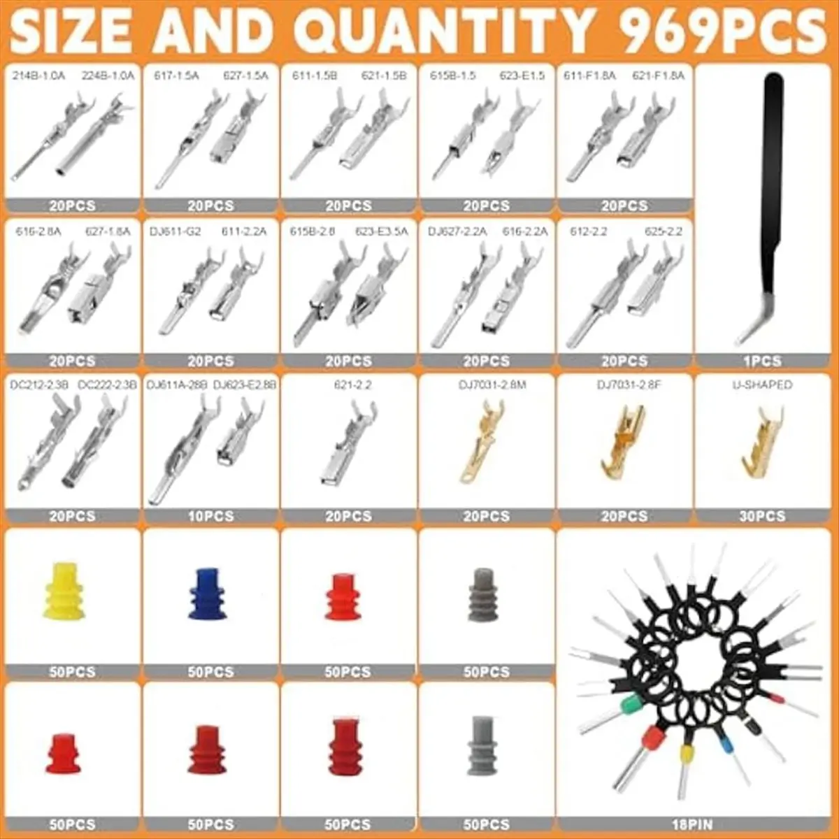 compatible-969pcs-automotive-pin-connectors-kit28-types-electrical-terminal-pins-connectors-kit-male-female-wire-connector