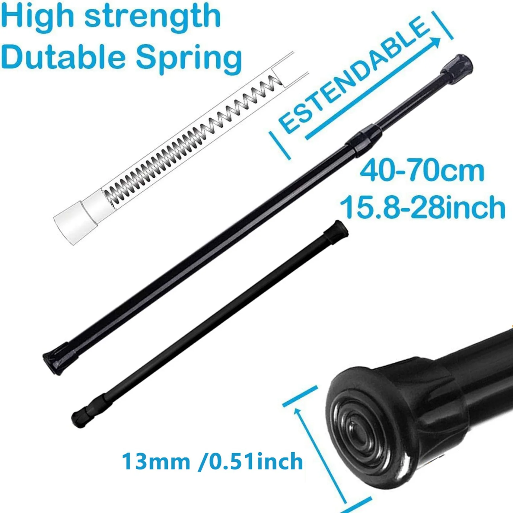 A84E-6PCS Spring Curtain Rods 16 To 28 Inch Tension Rod Spring Curtain Rod Adjustable Curtain Rod Expandable Curtain Rod