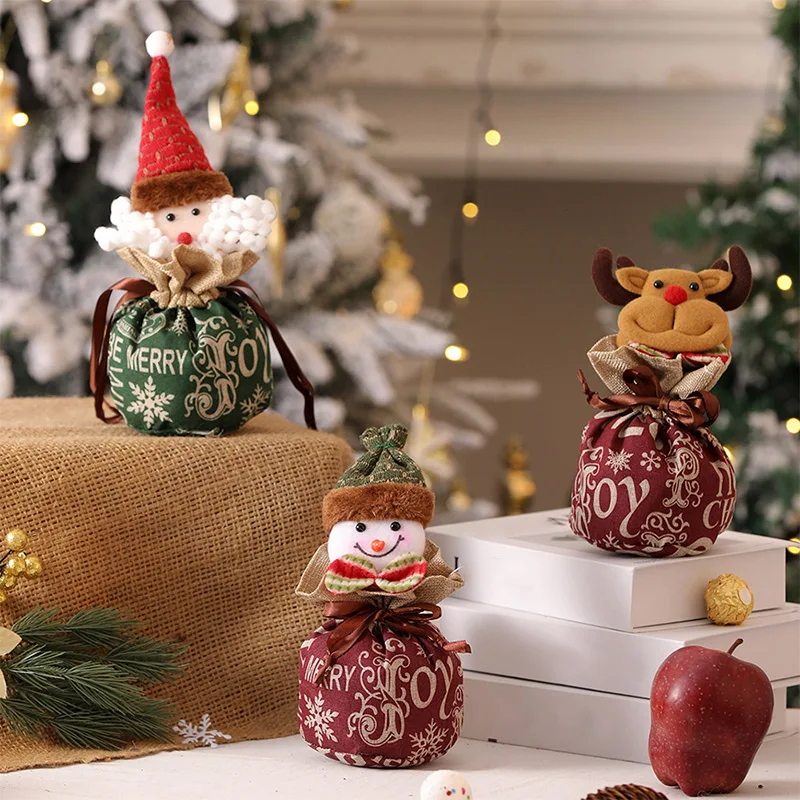 Christmas Apple Bag Santa Sack Gifts Decoration 2024 2025 Reindeer Wholesale Sweets Gift Packaging Packing Festive Party Home