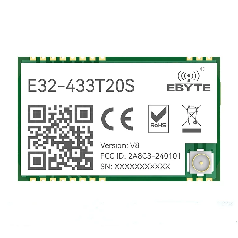 

Модуль спектра Lora Spead, 433 МГц, дальнее расстояние 5 м 20 дБм, низкое энергопотребление, пробуждение воздуха, CDSENET E32-433T20S-V8.0 IPEX/stamp hole