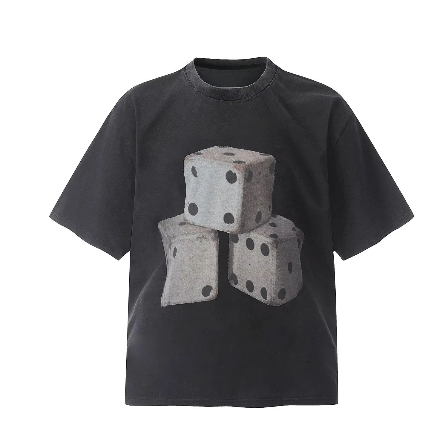 تي شيرت Saint of Michael Fun Dice Digital Direct Spray Printing Retro Washed Outdated قصير الأكمام #2