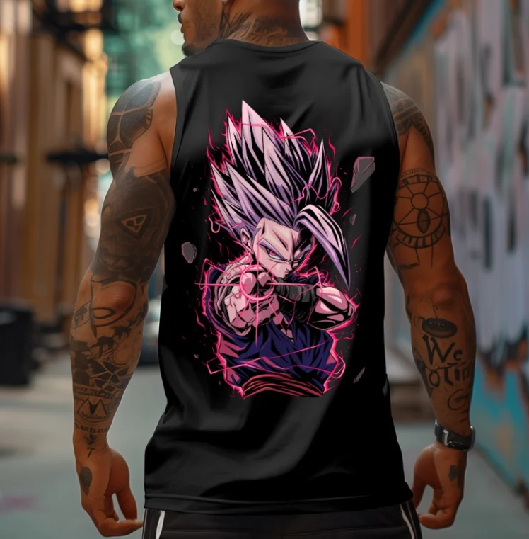 Chaleco sin mangas oficial de Dragon Ball para hombre con estampados de personajes, ropa informal de anime retro, camiseta con chaleco de fitness, para uso diario