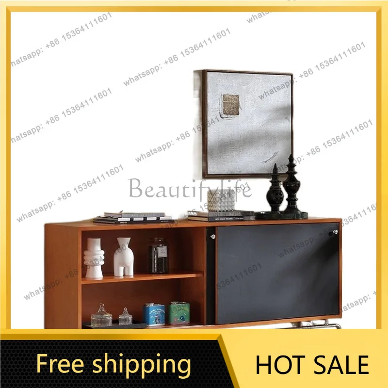 FG medieval solid wood dining side cabinet integrated against the wall simple retro storage cabinet