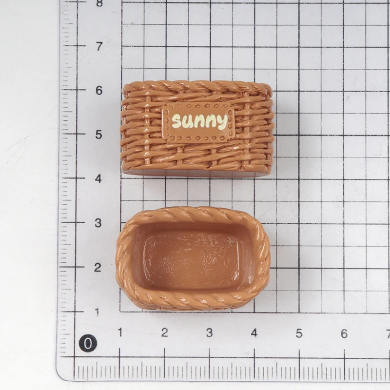 4/40PCS Resin Accessories Simulation Bread Basket Resin Bamboo Basket DIY Doll House Cabochons Decor Play Keychain Materials