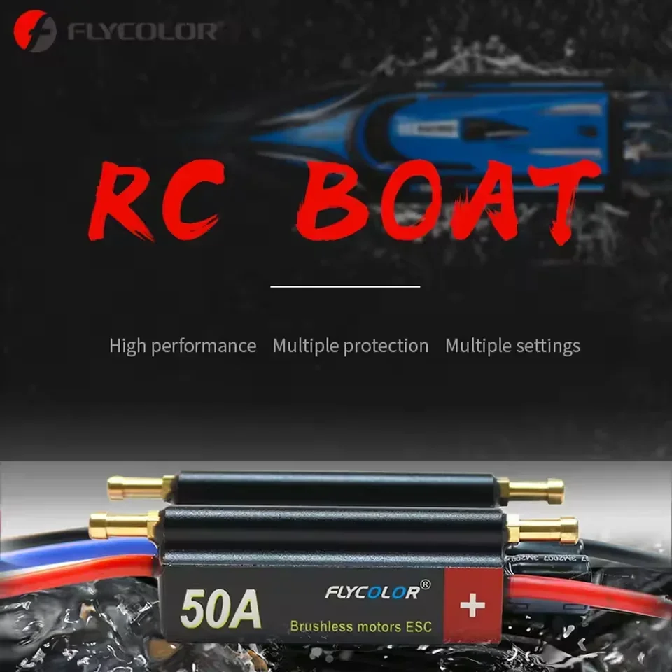 FlyColor 30A 50A 70A 90A 120A RC BOAT ESC Waterproof 2-6S Lipo Brushless Speed Controller with Program Card for RC Boat Motor