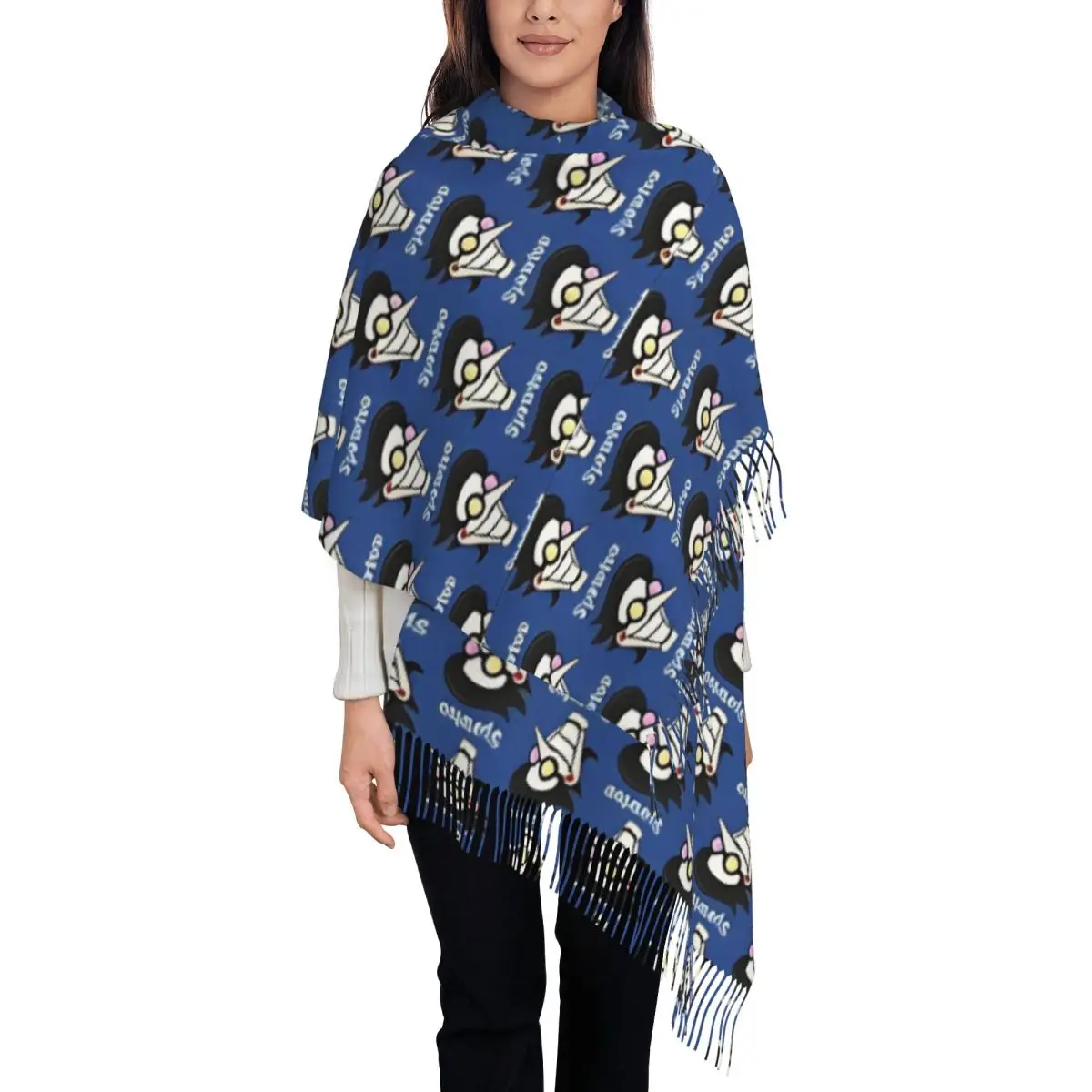 Deltarunes Spamton Shawl Wrap for Ladies Winter Warm Large Soft Scarf Video Games Neckerchief Tassel Scarves