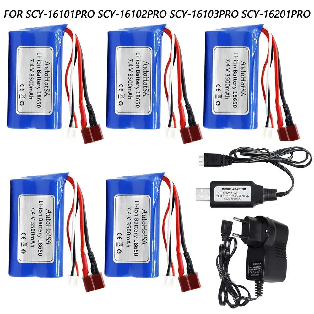 18650 7.4 V 3500 mAh 2 S Li-ion batterij T plug en oplader voor SCY-16102PRO SCY-16101PRO SCY-16103PRO SCY-16201PRO R/C auto onderdelen