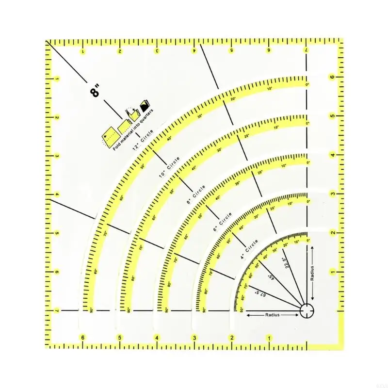 8Inch Angled Quilting Ruler Craft From Acrylic For Textile Measurement Tasks 0XXB