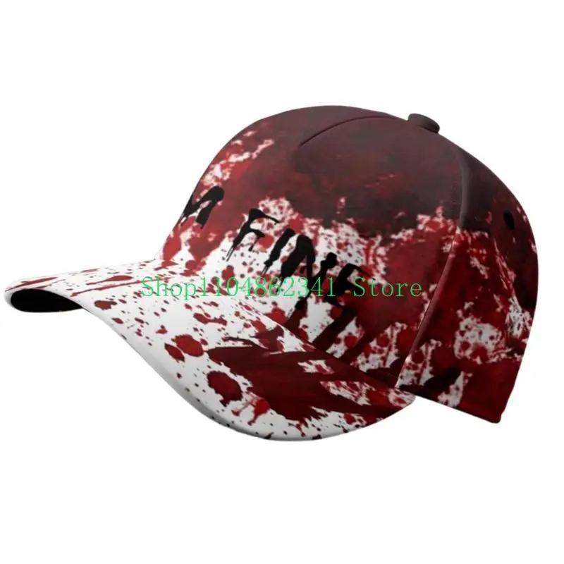 5ASD رعب موضوع قبعات بيسبول دموية لحفلات تأثيري مضحك للجنسين مخيفة البيسبول قبعة للهالوين زي قبعة لعب الأدوار