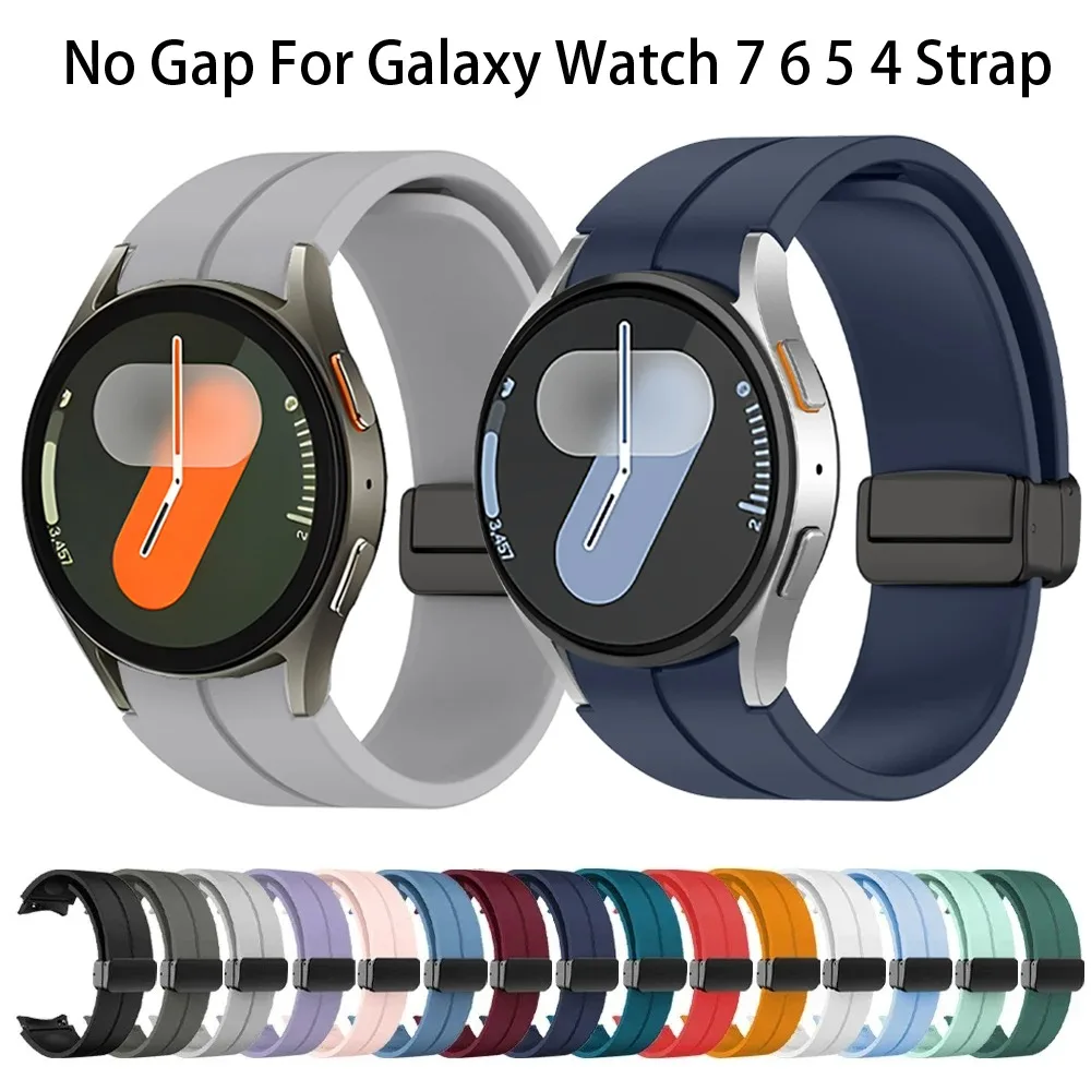 Nahtloses Silikonarmband für Samsung Galaxy Watch 7 6 5 4 40mm 44mm 5 Pro 45mm Original Magnetisches Komfortables Band Watch 6-4 Classic