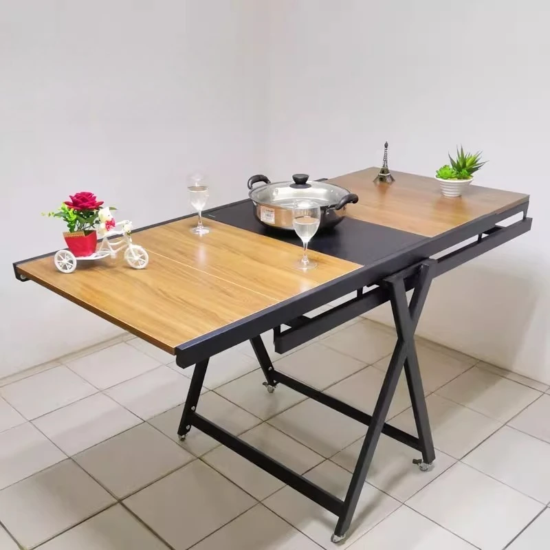 Shelf edge dining table folding flower stand modern simple flip creative multi-functional deformation dining table 3