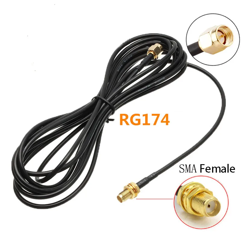 SMA to SMA Connector RG174 Router Antenna Extension Cable SMA-J to SMK RF 0.5-8m Extend Cable Converter Cord Copper Feeder Wire