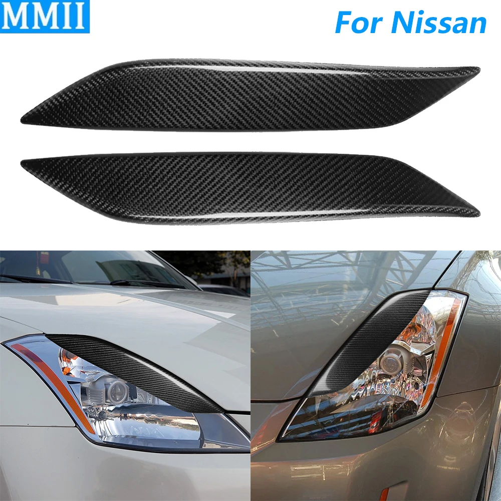 

Для Nissan 350z Z33 2006-2009 настоящая сухая передняя фара из углеродного волокна, крышка для век, отделка панели, модификация автомобильных аксессуаров