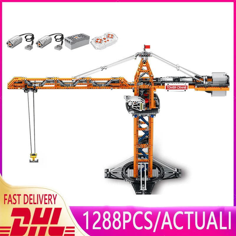 Hot High-Tech Tower Crane MOC 22013 Construction Vehicle Creative Model Building Blocks Bricks Kids Toy Boy Christmas Gift