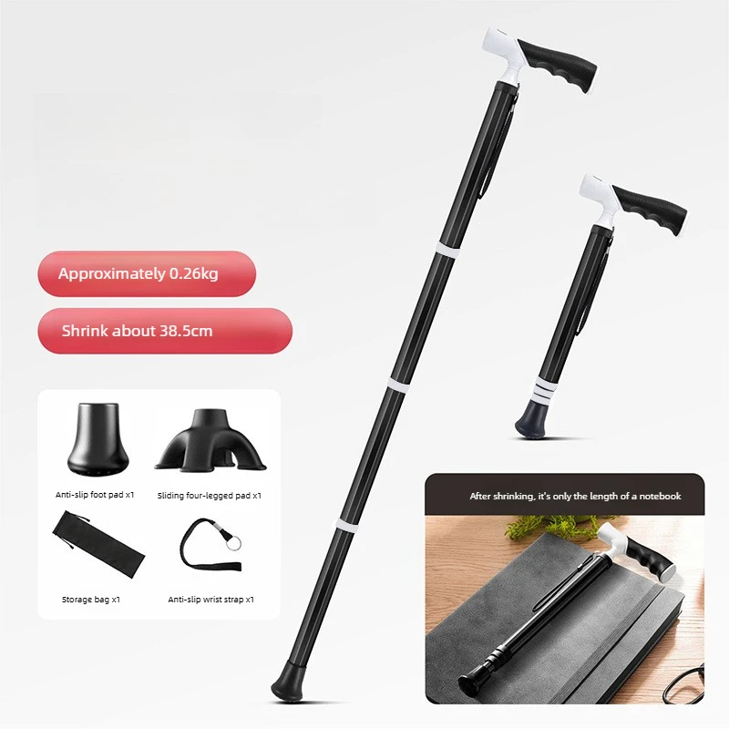 Lightweight Easy Store Adjustable Retractable Non Slip Walking Cane For Old People Dual Use Hiking Walking Stick Mobility Aid