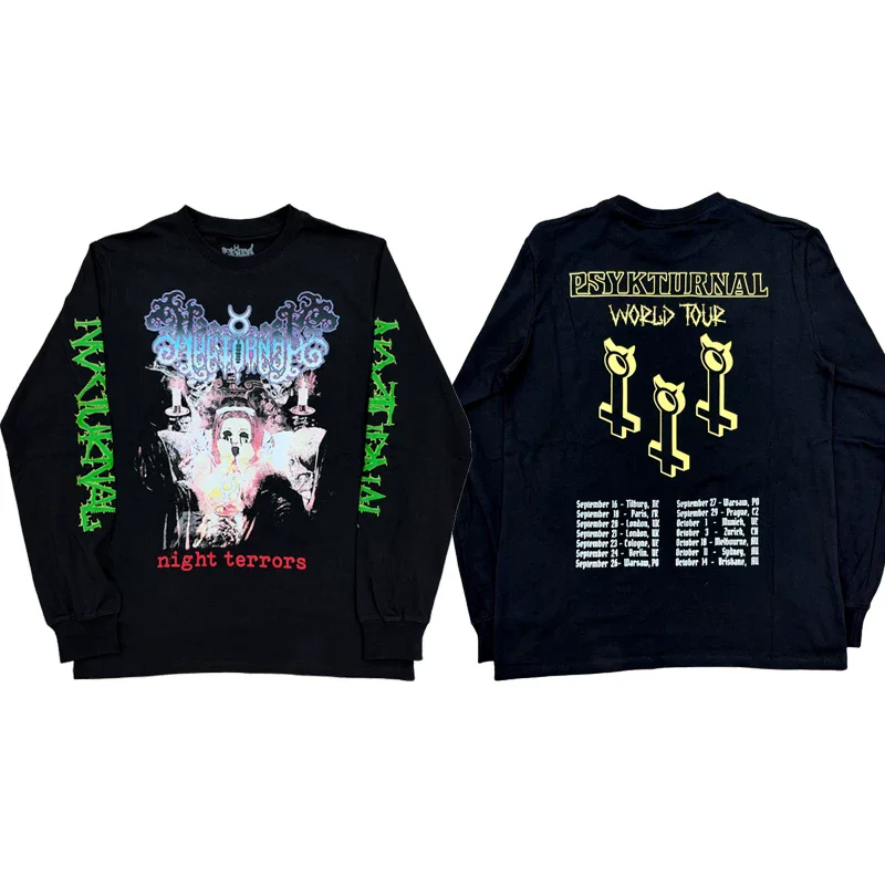 New Men OSAMASON night terrors Psykternal Tour Merch T Shirts T-Shirt Hip Hop Skateboard Street Cotton T-Shirts Tee Top E129