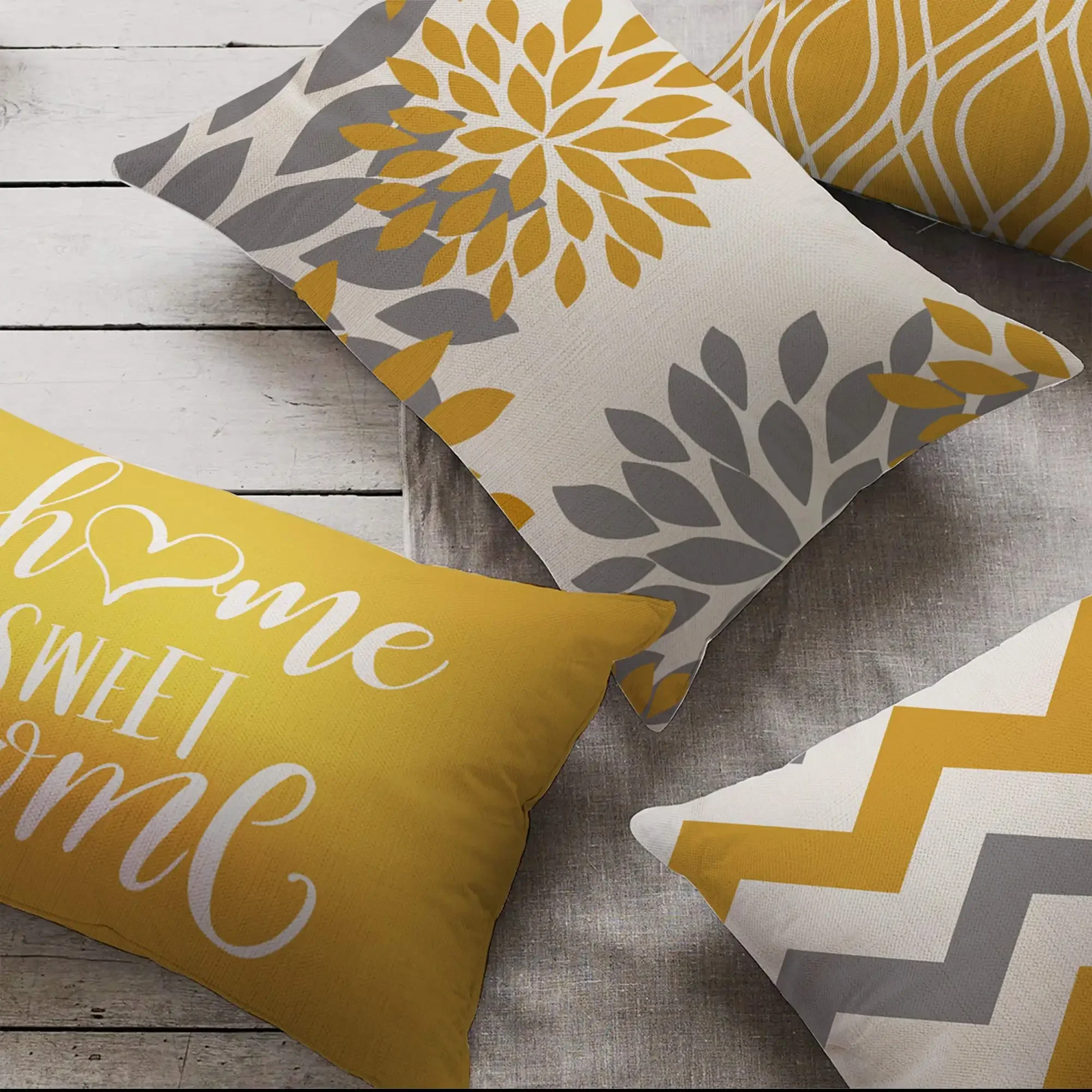 Nordic Sweet Home Yellow Geometric Linen Pillowcase 40*60 Home Decoration Sofa Cushion Cover 30*50 Decorative Pillowcase