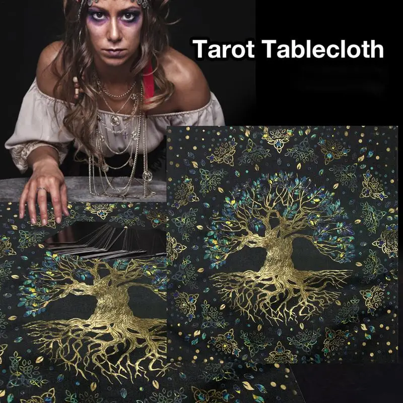 60X60cm Tree Of Life Tarot Card Tablecloth Linen Divination Altar Cloth Board Games Oracle Card Pad Runes Witchcraft Supplies