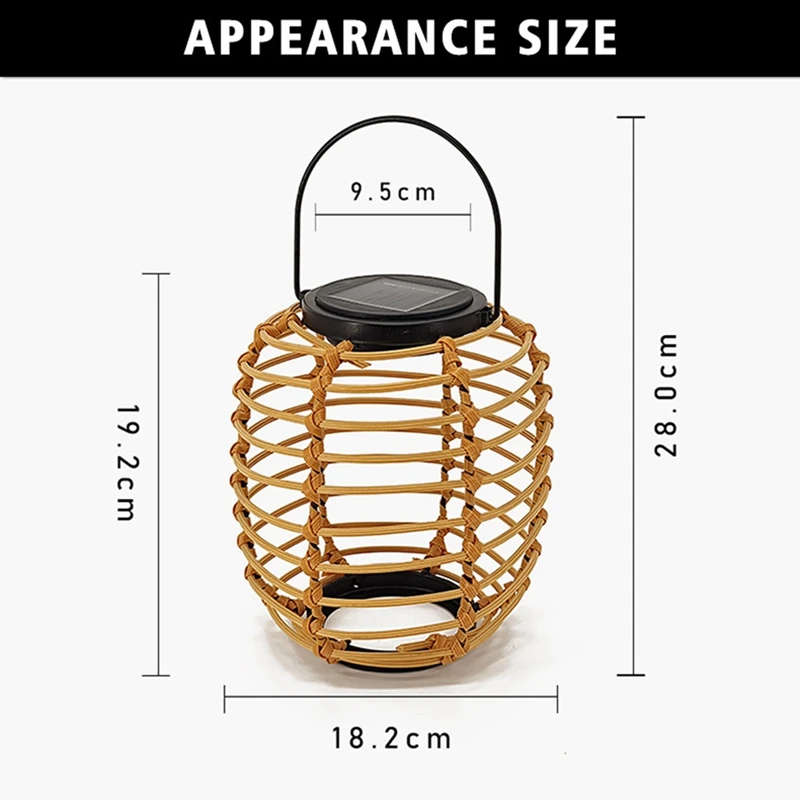 Solar Rattan Hanging Light Iron Rattan Woven Solar Light Yard Decorative Hanging Light