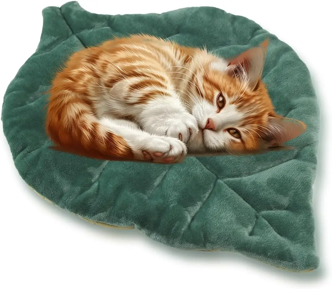

Cat Mat Self Warming Cat Bed 26""X20"" Leaf Shaped Cotton Soft Warm Pet Pad Blanket For Indoor Bed Couch Sofa Floors Cat And
