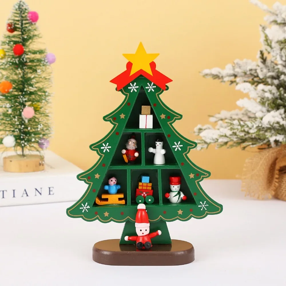 for Farmhouse Cottage Core Style Holiday Home Gift Creative Lattice Wood Xmas Tree Decoration Miniature Tabletop Centerpiece