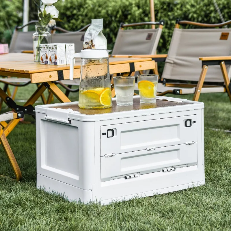 

Camping Storage Box Multifunctional Folding Outdoor Wooden Cover Storage Boxes Waterproof Car Trunk Car Finishing Box 수납 상자