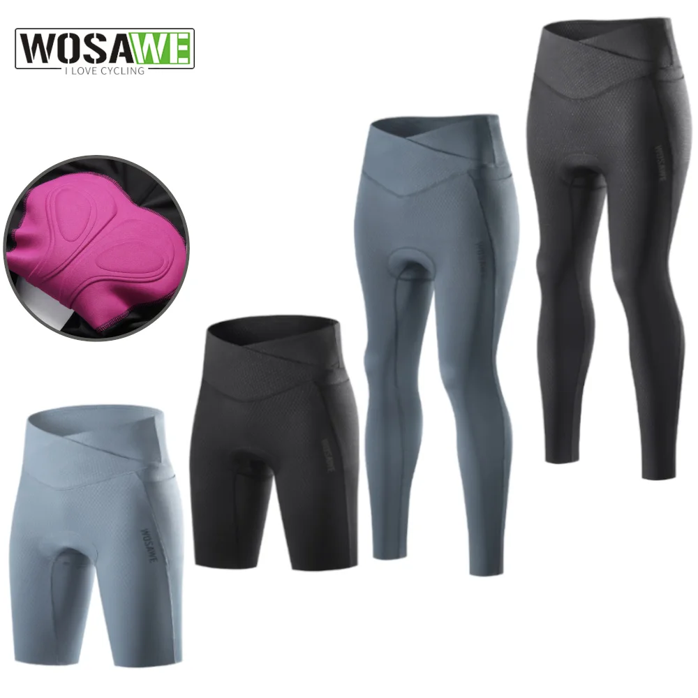 

WOSAWE Women Cycling Shorts 3D Padded Shockproof MTB Bike Shorts Ladies Bicycle Pad Shorts Mountain Fitness Tights 2 Pockets