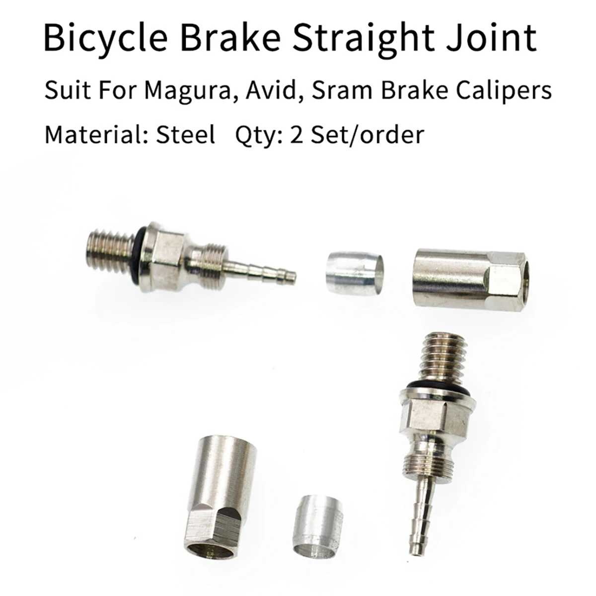 2 Sets Bicycle Hydraulic Brake Straight Joint For AVID Formula Magura, Hydraulic Hose Adapters Connector Insert