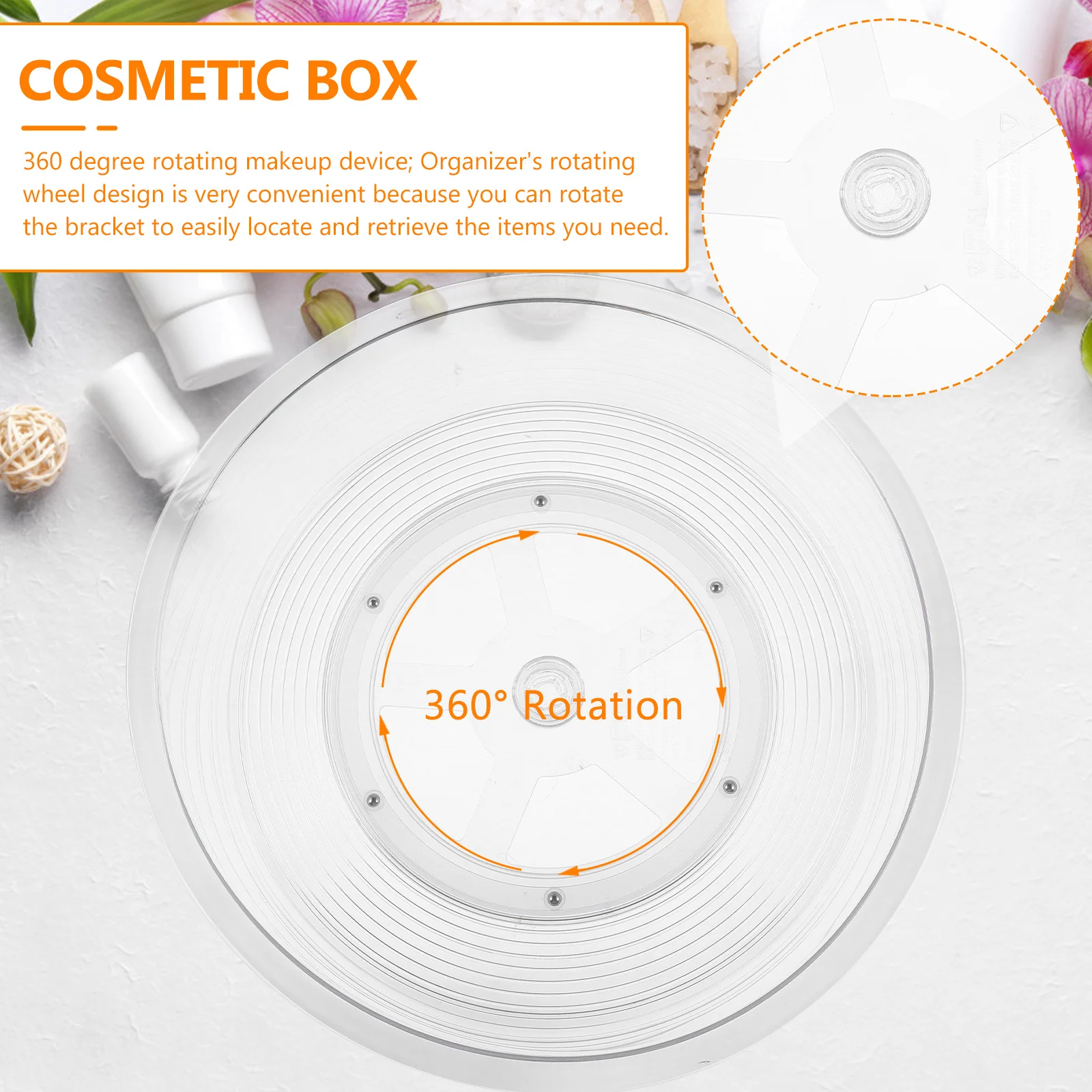 

1Pcs Rotatable Makeup Storage Box Transparent Organizer Rotating 360 Degree Makeup Holder Kitchen Sundries Storage Case