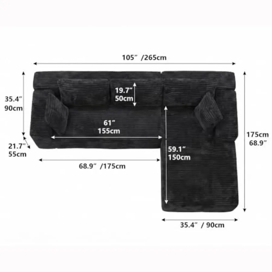 Boneless Couch Modular Sectional Sofa Cloud Couch