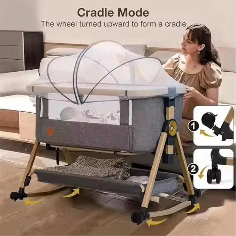2026 Playkids Aluminium Baby Cot Crib Folding Baby Bed Cradle Portable New Cradle For Baby Kids' Cribs