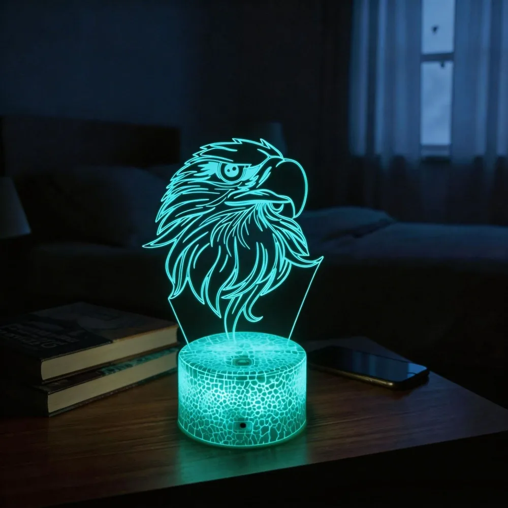 Eagle 3D LED Night Light 7/16 Color Changing Acrylic Desk Lamp for Kids Bedroom Home Decor Creative Gift for Kids  Boys Men