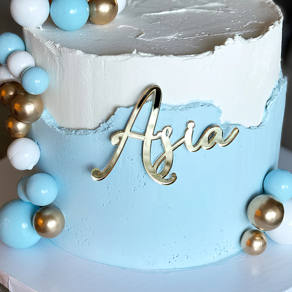 Cake Topper Personalized Name - Laser Cut Acrylic Cake Topper and 	 Wooden Cake Topper, Custom Birthday Cake Topper