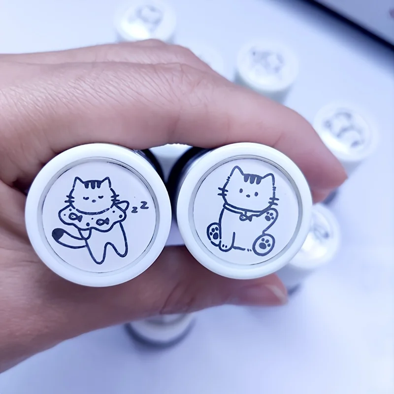 4pcs Cute Cartoon Cat Stamp Set - Fun Cartoon Cat Design Stamps for Crafts and Scrapbooking Decorations,Photosensitive Seal - view 6