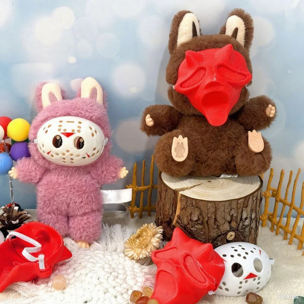 Cute Plush Doll Clothes Mask Doll Accessories DIY Creative Gifts For Labubu Scary Mask Halloween Decoration Gift