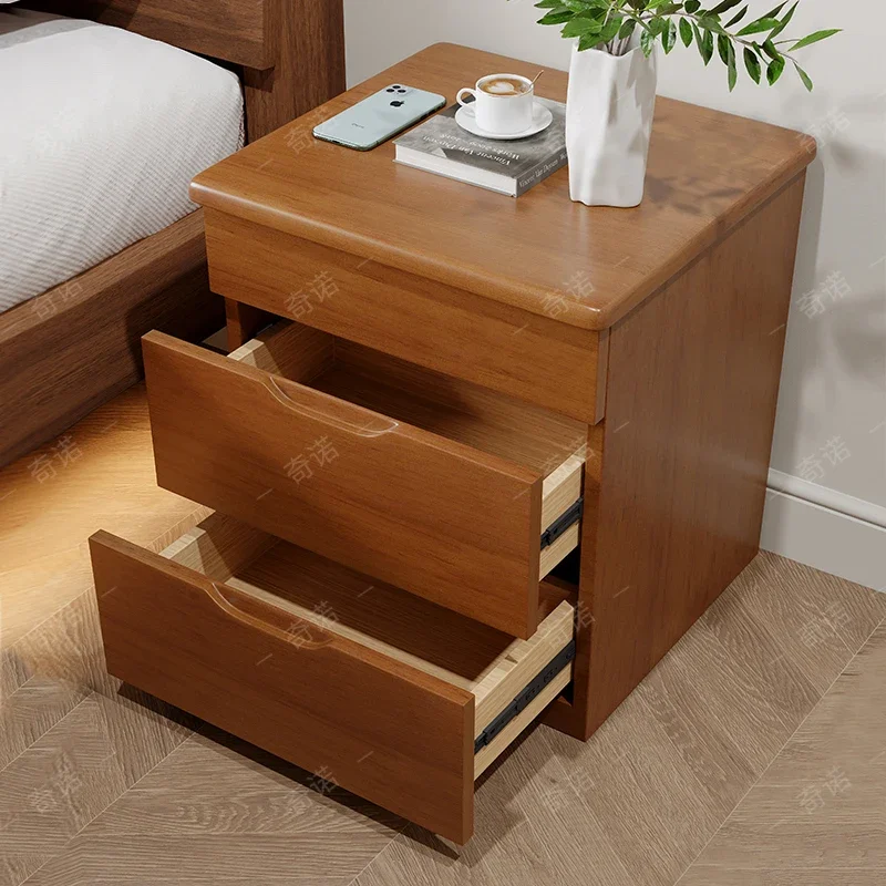 Solid wood multi-functional hidden compartment bedside table Chinese simple bedroom dark layer drawer storage hidden compartment