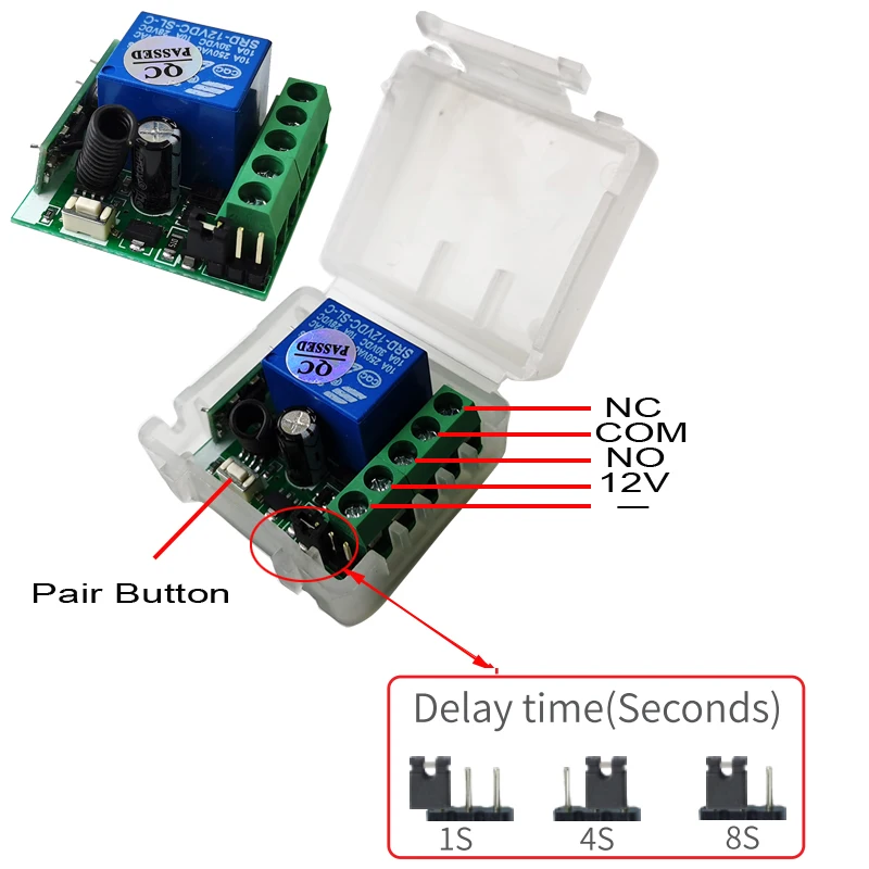 Imagem -05 - Interruptor de Controle Remoto sem Fio para Door Lock Access Botão de Saída Chave para Campainha Konx 14d Dc12v 433mhz