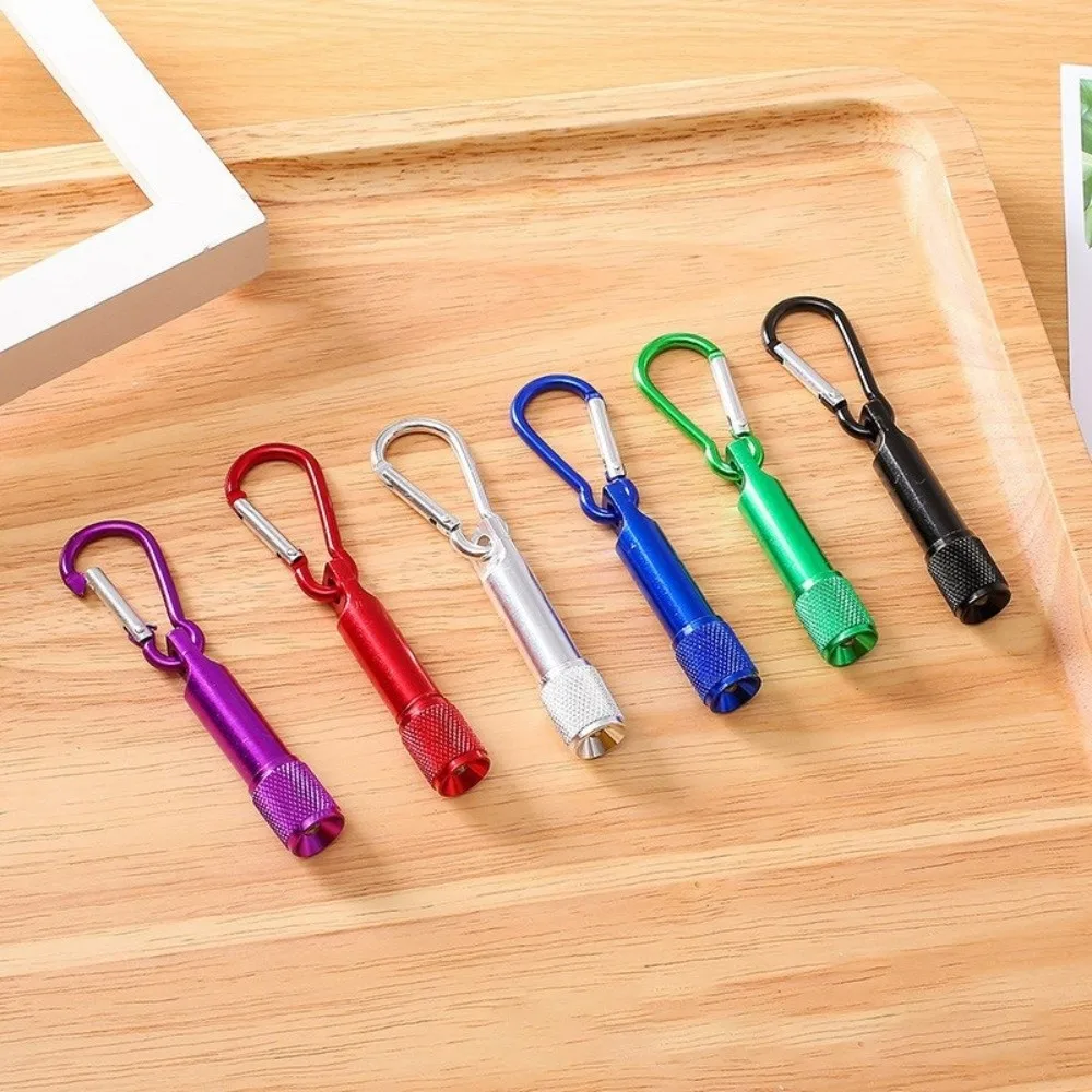 Super Bright Mini Torch Aluminum Body with Carabiner Keychain Pendant Light Battery Powered Small LED Flashlight Camping Use