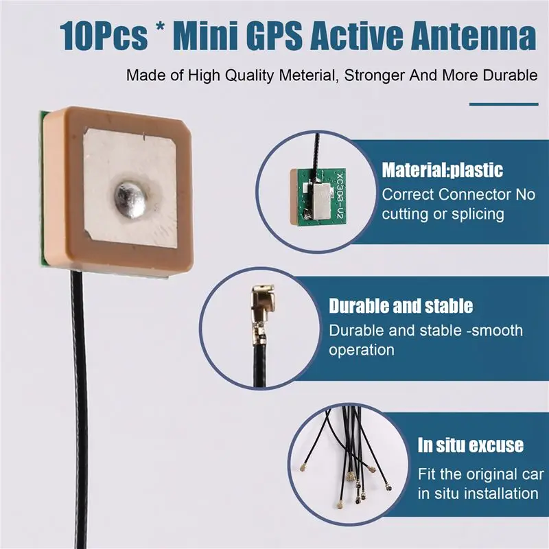 B04C-Mini GPS Antenna Active 15X15x6.5Mm 50 Ohm IPX Interface Navigation Cable For Drone For Car Tracking