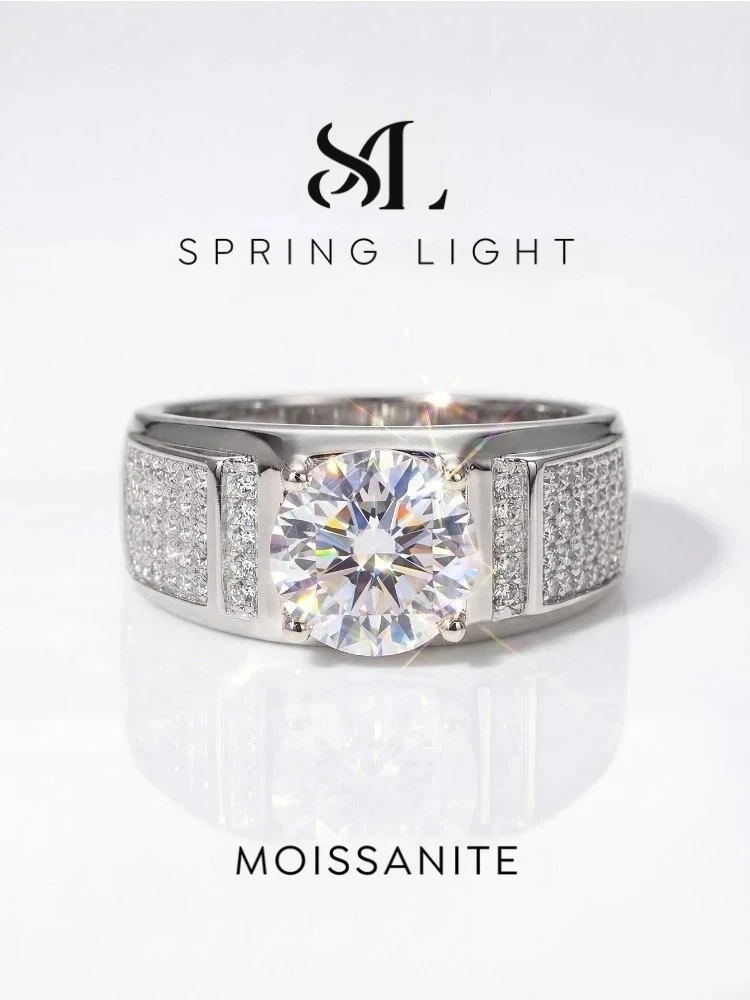 Real Moissanite Diamond 1CT Gorgeous Wedding Rings For Men Gift 925 Sterling Silver Best Quality Luxury Fine Jewelry